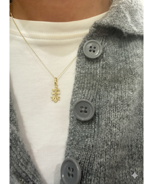 Collar Cruz de Caravaca en Plata Chapada en Oro