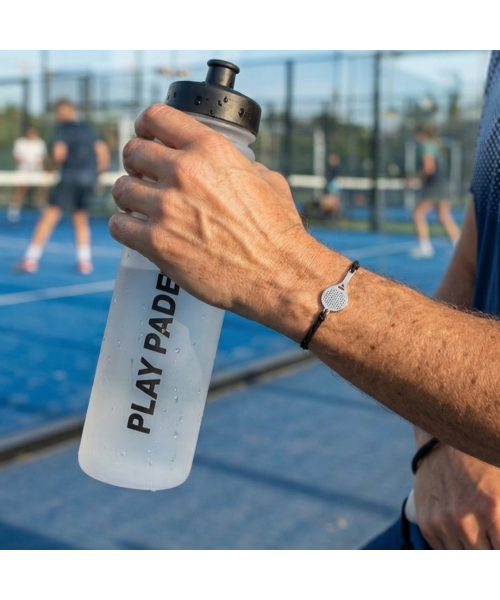 Pulsera de hilo regulable con pala de pádel | Pulsera plata 925