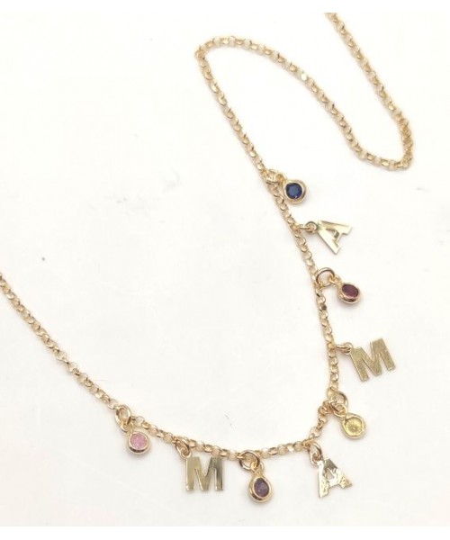 Collar Mamá con circonitas colores